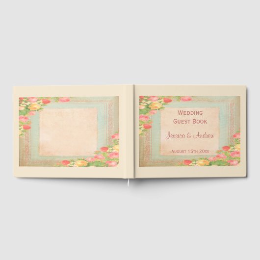 Elegante Vintage Rose Hochzeit Gästebuch (Voll)