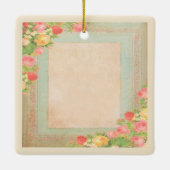 Elegante Vintage Rose Hochzeit Keramikornament (Rückseite)