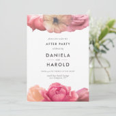 Elegante Vintage Rose Hochzeit nach dem Party Einladung (Stehend Vorderseite)