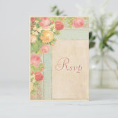 Elegante Vintage Rose Hochzeit RSVP (Stehend Vorderseite)