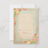 Elegante Vintage Rose Hochzeit Tischnummer (Vorderseite)