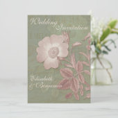 Elegante Vintage Rose Hochzeiten Einladungen (Stehend Vorderseite)