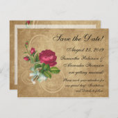 Elegante Vintage Rose, Magenta/Braun Ankündigungspostkarte (Vorne/Hinten)
