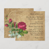 Elegante Vintage Rose, Magenta/Braun Einladung (Vorne/Hinten)