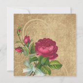 Elegante Vintage Rose, Magenta/Braun Einladung (Rückseite)