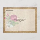 Elegante Vintage Rose, Magenta/Braun Einladungspostkarte (Rückseite)
