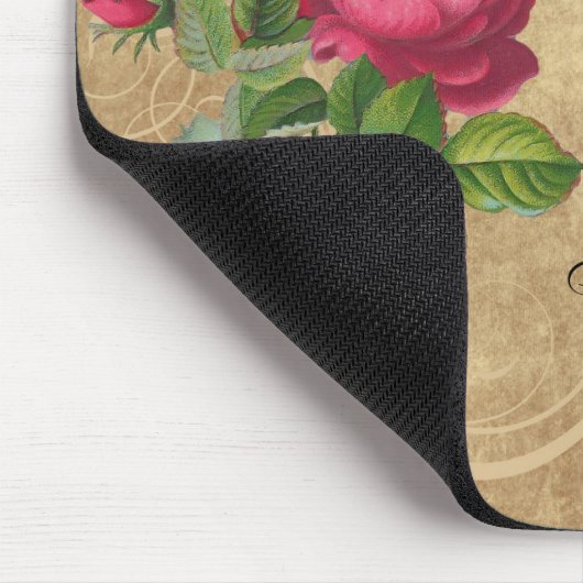Elegante Vintage Rose, Magenta/Braun Mousepad (Ecke)