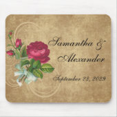 Elegante Vintage Rose, Magenta/Braun Mousepad (Vorne)