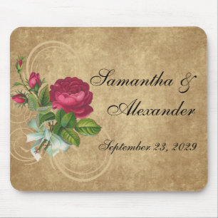 Elegante Vintage Rose, Magenta/Braun Mousepad