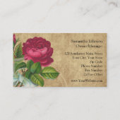Elegante Vintage Rose, Magenta/Braun Visitenkarte (Rückseite)