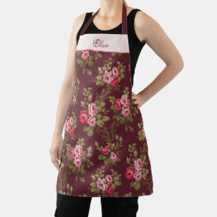 Elegante Vintage Rose mit dem Namen-Maroon-Hinterg Schürze