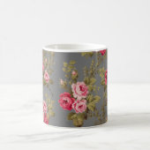 Elegante Vintage Rose mit monogramm-grauem Hinterg Kaffeetasse (Mittel)