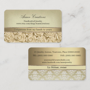 Elegante Vintage Rose Muster handgefertigte Schmuc Visitenkarte
