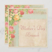Elegante Vintage Rose Muttertagsbrunch Einladung (Vorne/Hinten)