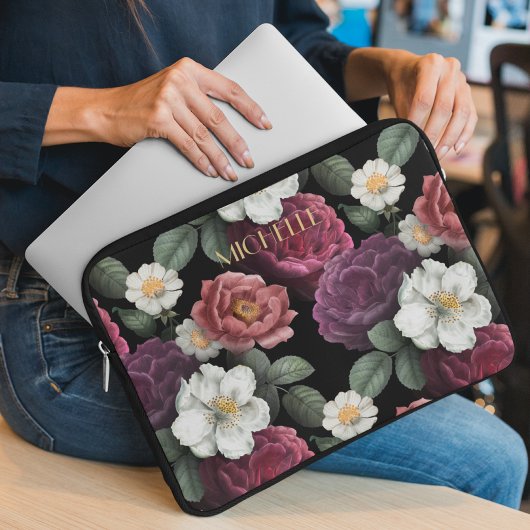 Elegante Vintage Rose Personalisiert Laptopschutzhülle