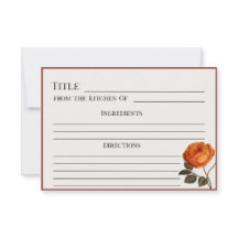 Elegante Vintage Rose Rezept Karte druckbar Blüten