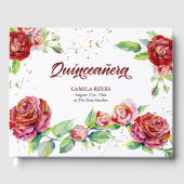 Elegante Vintage Rose Rosa Blütenblätter Gästebuch (Vorderseite)