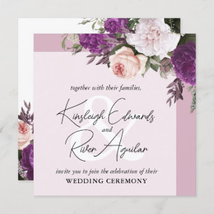 Elegante Vintage Rose und Dusty Mauve Wedding Einladung