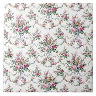 Elegante Vintage Rose und Swags Fliese
