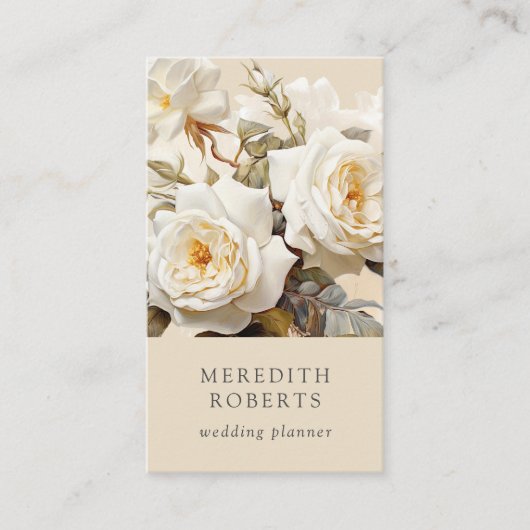 Elegante Vintage Rose Vertikal Visitenkarte (Vorderseite)
