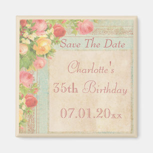 Elegante Vintage Rosen-35. Geburtstag Save the Magnet