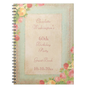 Elegante Vintage Rosen-60. Geburtstags-Party Notizblock