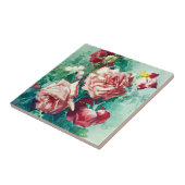 Elegante Vintage Rosen Aquarellmalerei Fliese (Seite)