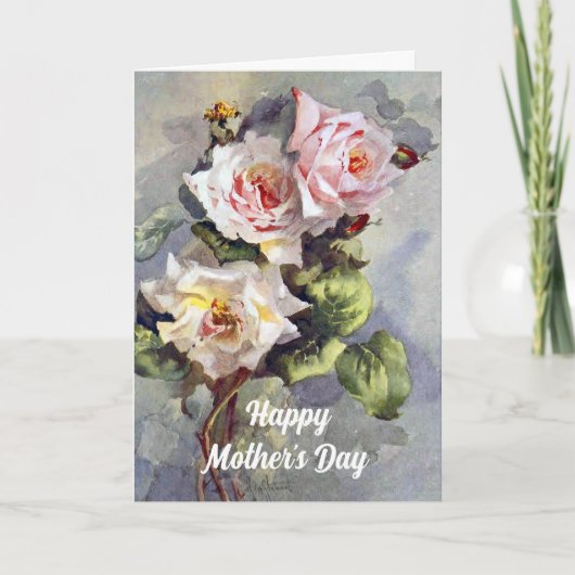Elegante Vintage Rosen Aquarellmalerei Karte (Vorderseite)