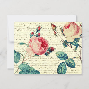 Elegante Vintage-Rosen auf handgeschriebenem franz