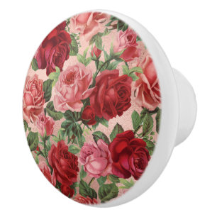 Elegante Vintage-Rosen-Blume Rosa Rosen Gold Keramikknauf