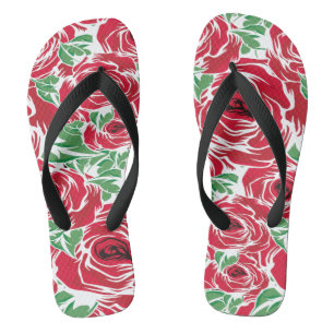 Elegante Vintage-Rosen-Blumen-Flip-Flops Badesandalen