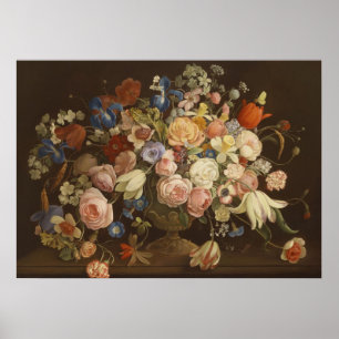 Elegante Vintage-Rosen-Blumenmalerei, Anton Muller Poster
