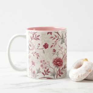 Elegante Vintage-Rosen-Blumenmuster-Kaffeetasse Zweifarbige Tasse