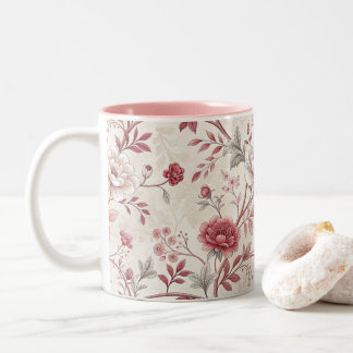 Elegante Vintage-Rosen-Blumenmuster-Kaffeetasse Zweifarbige Tasse