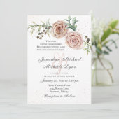 Elegante Vintage Rosen Christliche Hochzeit Einladung (Stehend Vorderseite)