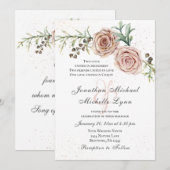 Elegante Vintage Rosen Christliche Hochzeit Einladung (Vorne/Hinten)