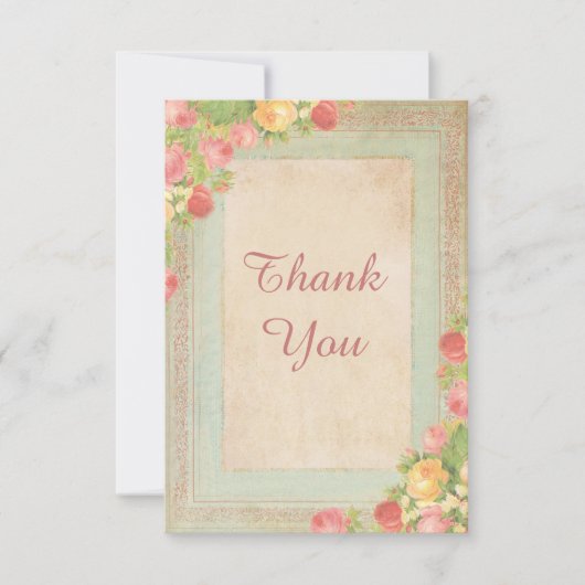 Elegante Vintage Rosen danken Ihnen Dankeskarte (Vorderseite)