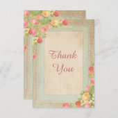 Elegante Vintage Rosen danken Ihnen Dankeskarte (Vorne/Hinten)