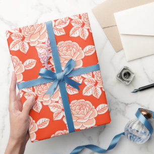 Elegante Vintage-Rosen-Geschenkverpackung in Koral Geschenkpapier