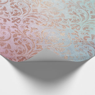 Elegante vintage Rosen-Gold-Damask-Wasserfarbe Geschenkpapier