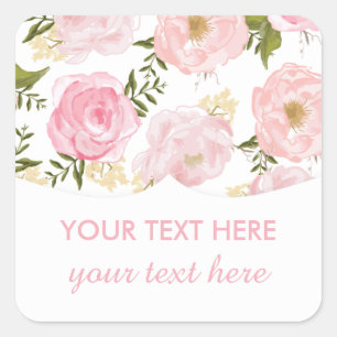 Elegante Vintage-Rosen in Rosa Quadratischer Aufkleber