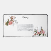 Elegante Vintage Rosen mit geätzter Blüte/Name Schreibtischunterlage (Tastatur & Maus)
