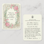 Elegante Vintage Rosenblütenhochzeit  Visitenkarte (Vorne/Hinten)