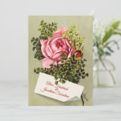 Elegante Vintage Rosenhochzeit Einladung (Stehend Vorderseite)