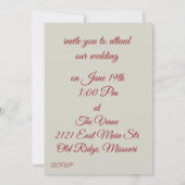 Elegante Vintage Rosenhochzeit Einladung (Rückseite)