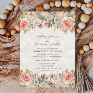 Elegante Vintage Rosenhochzeit Einladung
