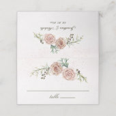 Elegante Vintage Rosenhochzeit Platzkarte (Außenseite Aufgefaltet)