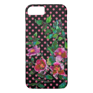 Elegante Vintage Rosenrosen-Polka-Punkte Case-Mate iPhone Hülle