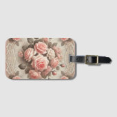 Elegante Vintage Rosenstraße mit Spitzen Gepäckanhänger (Vorderseite (Horizontal))