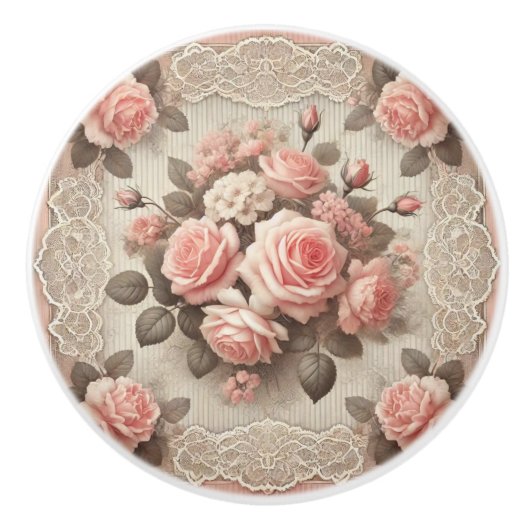 Elegante Vintage Rosenstraße mit Spitzen Keramikknauf (Vorderseite)